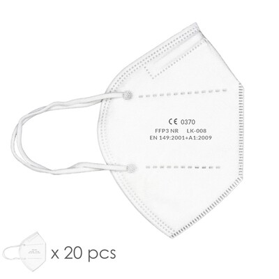 Mascarilla Plegable FFP3 Blanca. Caja 20 unidades (Envasadas Individualmente)