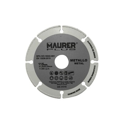 Disco Corte Metales Universal  � 115 x 1,2 mm.