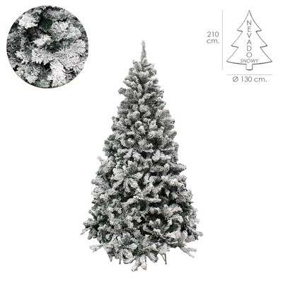Arbol De Navidad Nevado 210 cm. 1106 Ramas. Hojas De Pvc Con Nieve Artifical