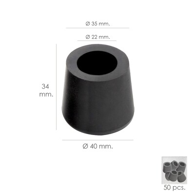 Taco Goma Andador Negro � 22mm Con Arandela Interior Bolsa 50 Unidades