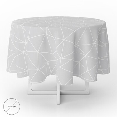 Mantel Hule Geometrico Gris Impermeable Antimanchas PVC � 140 cm. Uso Interior y Exterior