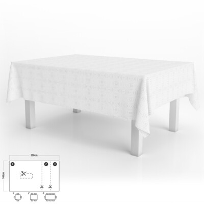 Mantel Hule Muleton Rectangular Beige Impermeable Antimanchas PVC 140x250 cm.  Recortable Uso Interior y Exterior