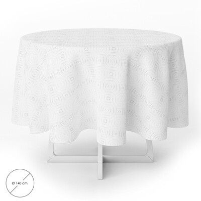 Mantel Hule Muleton Redondo Beige Impermeable Antimanchas PVC � 140 cm. Uso Interior y Exterior
