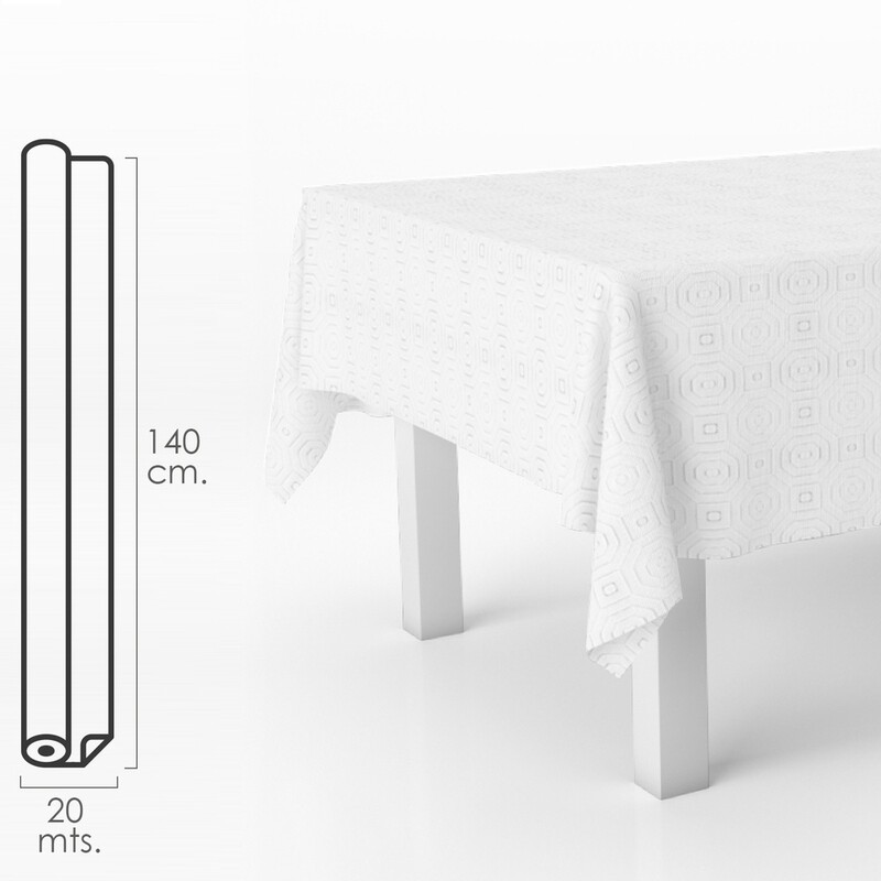Mantel Hule Mulet�n Beige Rectangular. Impermeable Antimanchas PVC 140 cm. x 20 metros. Rollo Recortable. Interior y Exterior