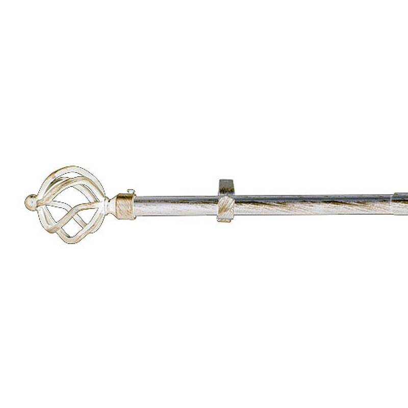 Barra Cortina Extensible Metal � 19 mm. Extensible 2,0 / 3,8 Metros Marfil Oro Pi�a Sin Anillas