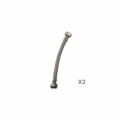 Latiguillo Inoxidable Hembra 3/8 - Hembra 3/8  200  mm. 2 Piezas
