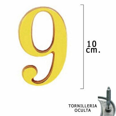 Numero Lat�n "9" 10 cm. con Tornilleria Oculta (Blister 1 Pieza)