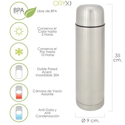 Termo Liquidos, Capacidad De 750 ML. Libre BPA, Acero Inoxidable, Antigoteo