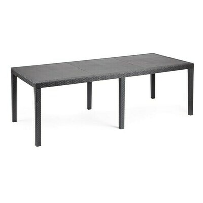 Mesa Resina Ratan Antracita Prince 220x90 cm.