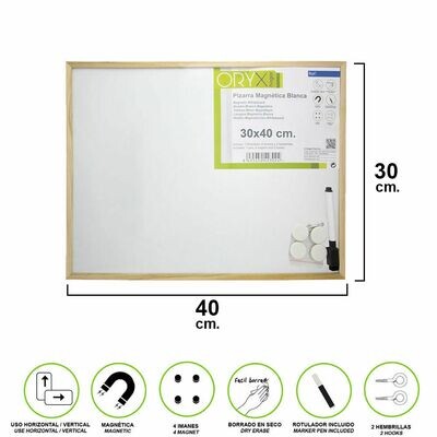 Pizarra Magnetica Blanca 30x40 cm. Con Rotulador y 4 Im�nes