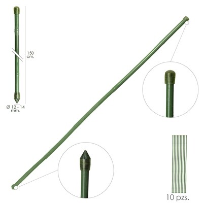 Tutor Varilla Bamb� Plastificado � 12  - 14 mm. x   150 cm. (Paquete 10 Unidades)
