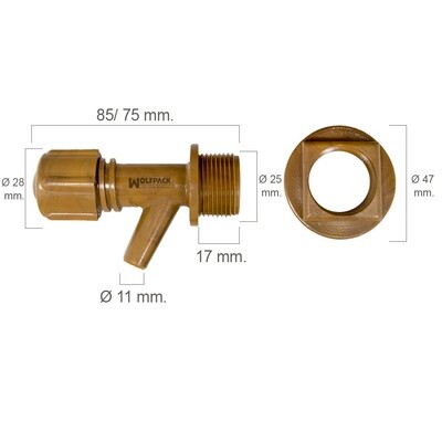 Grifo Barril Pl�stico Mini Con Tuerca 3/4"