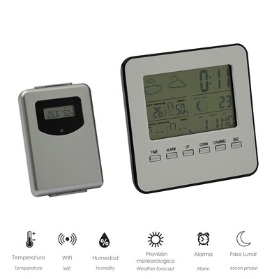 Term�metro / Estaci�n Meteorol�gica Wireless, Con Higr�metro, Alarma, Previsi�n Meteorol�gica, y Fase Lunar
