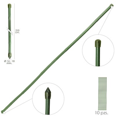 Tutor Varilla Bamb� Plastificado � 16  - 18 mm. x   210 cm. (Paquete 10 Unidades)