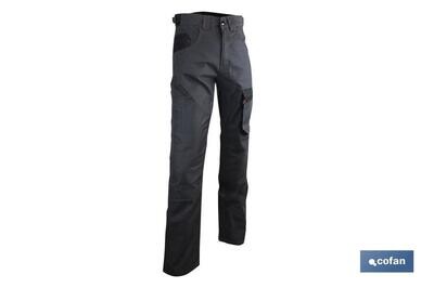 PANTALON TRABAJO "QUANT" 300gms/m GRIS-NEGRO T-56