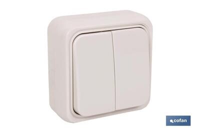 DOBLE INTERRUPTOR SUPERFICIE  MODELO ATLANTIS10A BLANCO