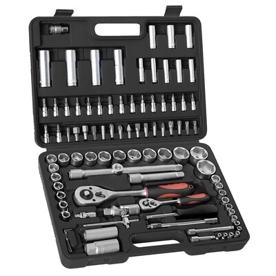 Juego Completo Llaves Vaso, kit 94 Piezas, 1/4"-1/2", Acero Vadaio, Con Maletin