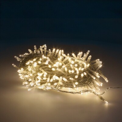 Guinalda Luces Navidad 300 Leds Color Blanco Calido. Luz Navidad Interiores y Exteriores Ip44. Cable Transparente.