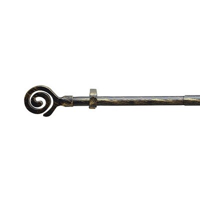 Barra Cortina Extensible Metal � 19 mm. Extensible 1,1 / 2,0 Metros Negro Dorado Espiga Sin Anilla