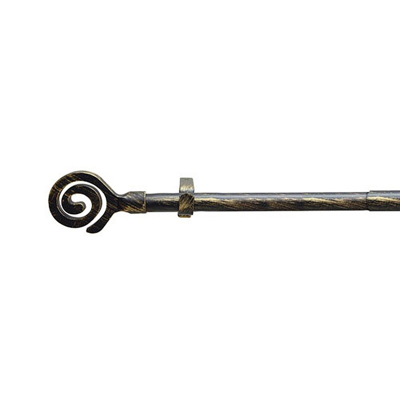 Barra Cortina Extensible Metal � 19 mm. Extensible 1,1 / 2,0 Metros Negro Dorado Espiga Sin Anilla