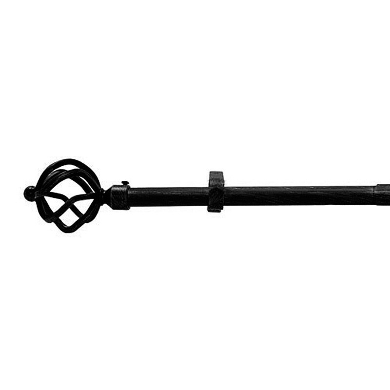 Barra Cortina Extensible Metal � 19 mm. Extensible 1,1 / 2,0 Metros Negro Pi�a Sin Anillas