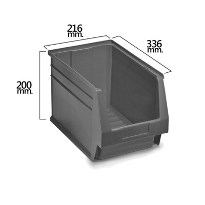 Gaveta Apilable Almacenamiento Gris N�55 336x216x200 mm.  (3/6)