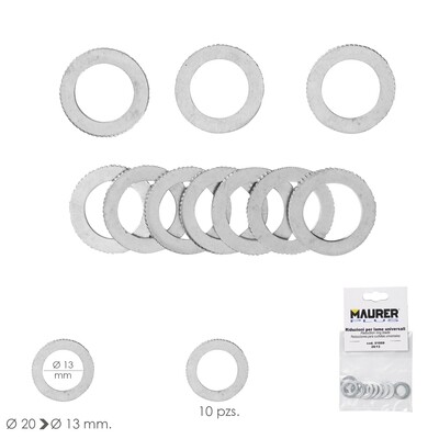 Adaptadores / Reductores Disco Corte Madera � 20 a � 13 mm. (Bolsa 10 piezas)
