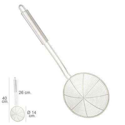 Espumadera Alambre Acero inoxidable � 14 cm. Mango Redondo 26 cm.