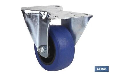 RUEDA GOMA AZUL FIJA �125X38MM