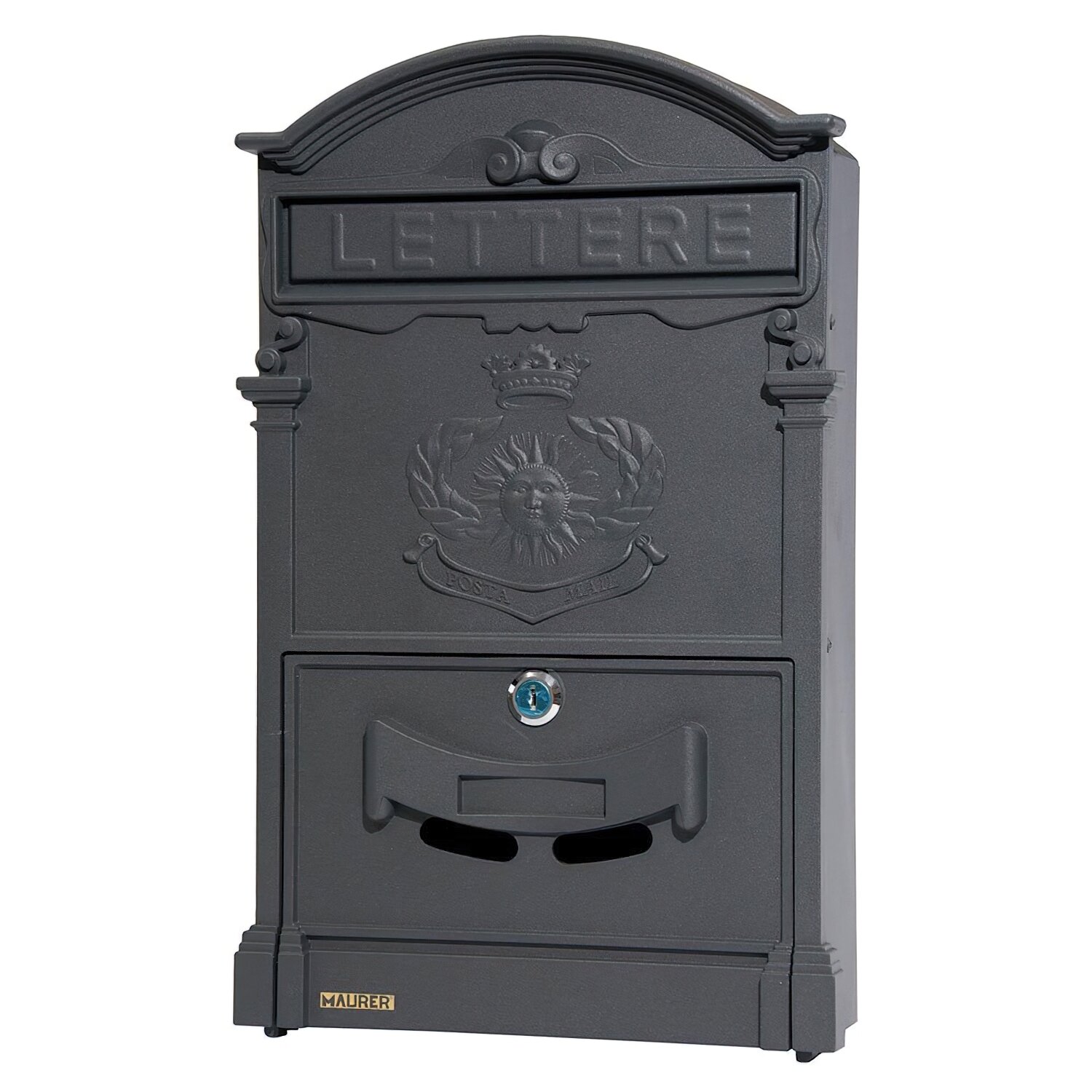 Buzon Maurer Jard�n Aluminio Fundido Gris Antracita 41 x 26 x 8 cm.
