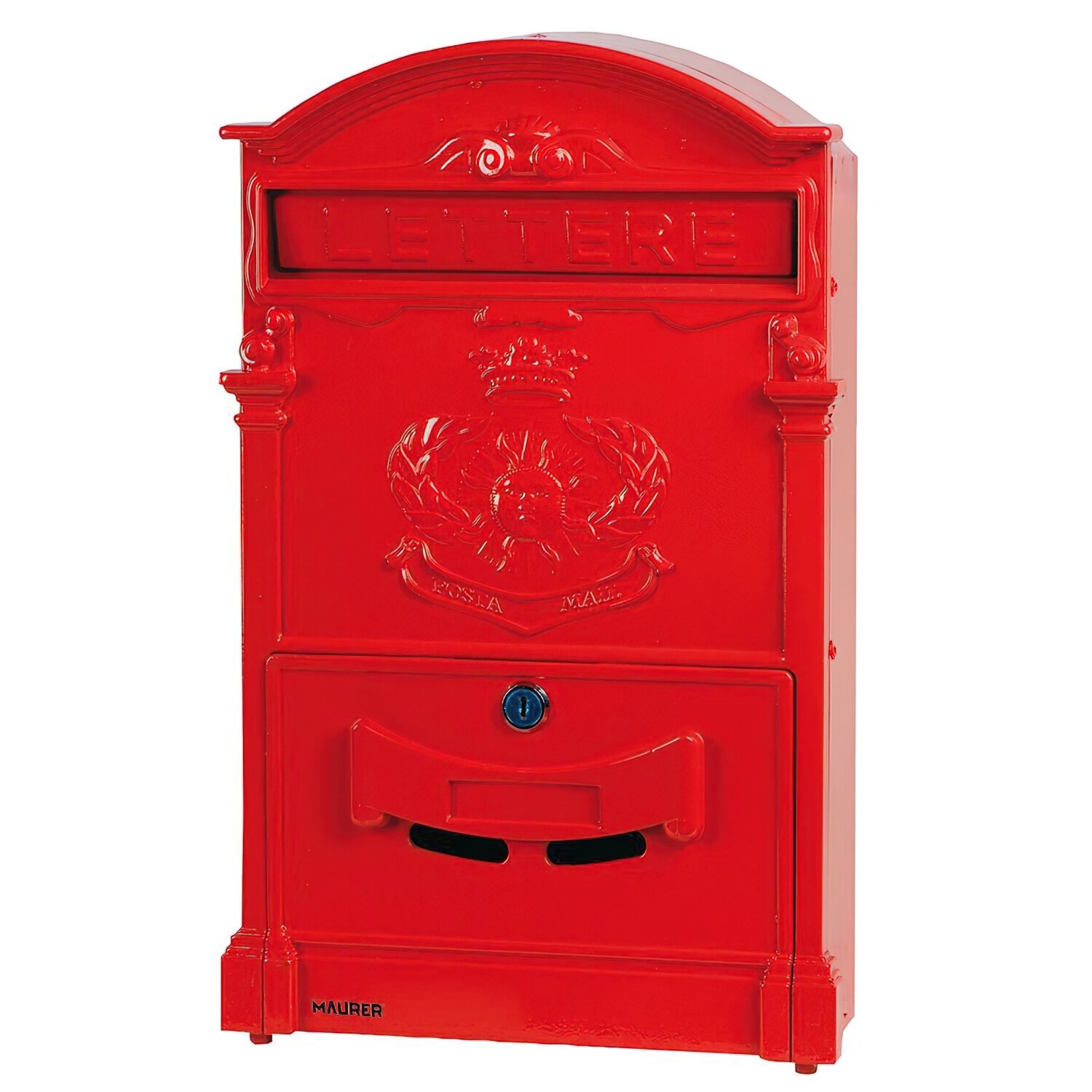 Buzon Maurer Jard�n Aluminio Fundido Rojo 41 x 26 x 8 cm.