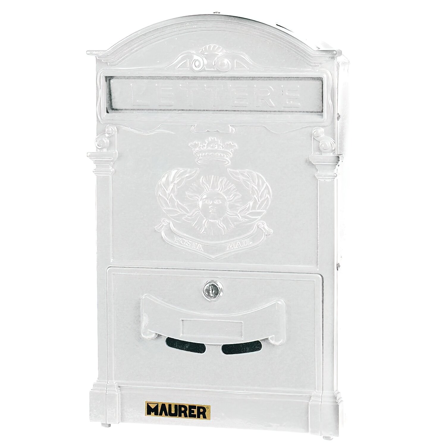 Buzon Maurer Jard�n Aluminio Fundido Blanco 41 x 26 x 8 cm.
