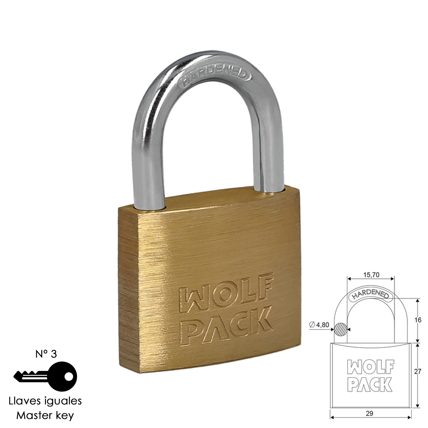Candado Laton Arco Normal Llaves Iguales 30 mm. N�3