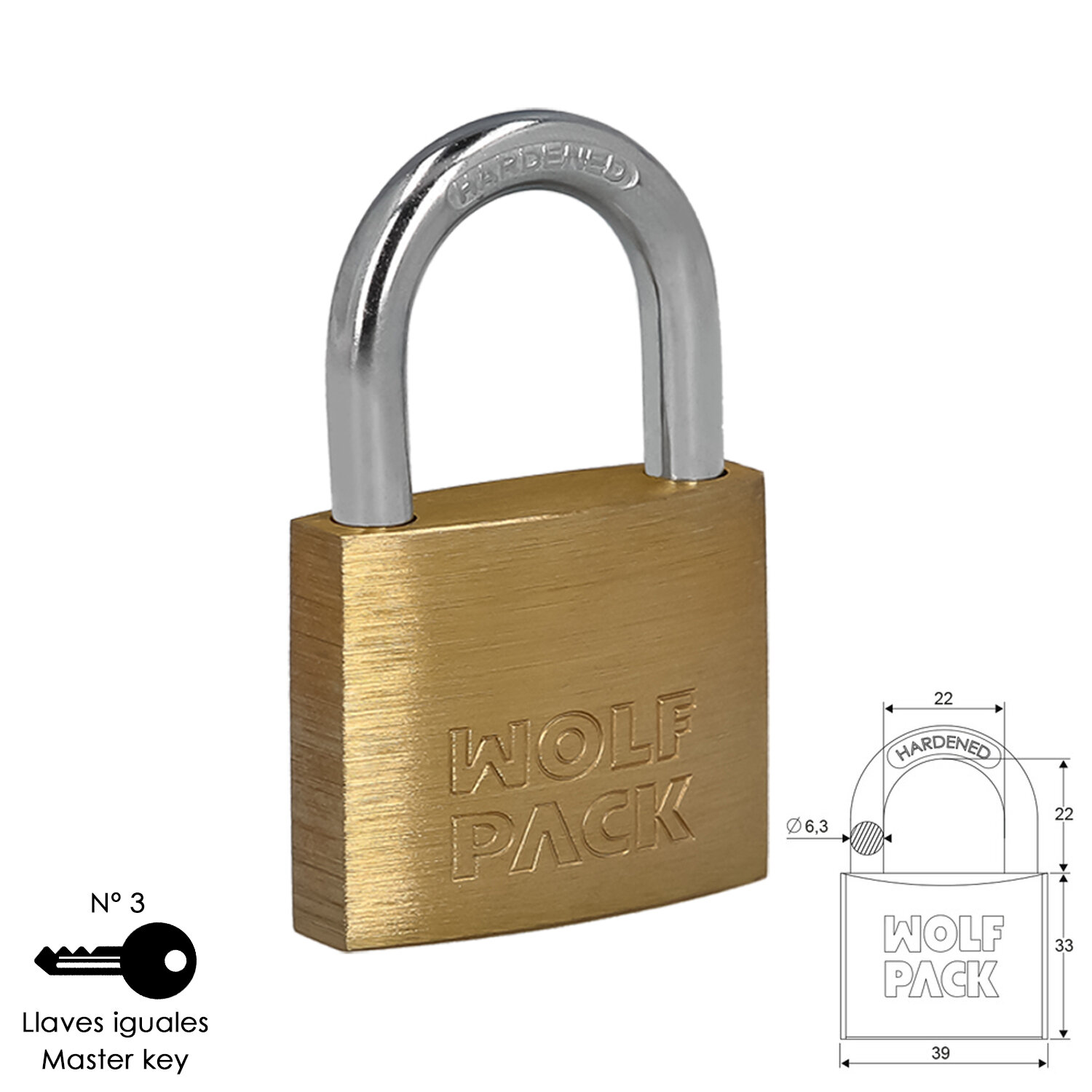 Candado Laton Arco Normal Llaves Iguales 40 mm. N�3