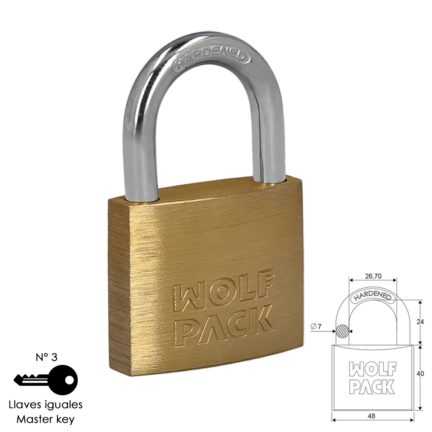 Candado Laton Arco Normal Llaves Iguales 50 mm. N�3