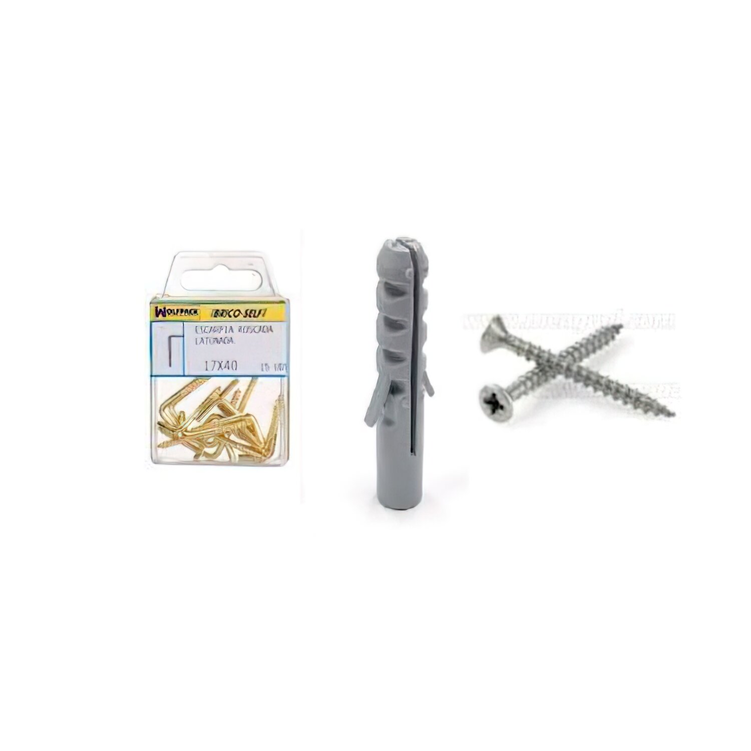 Taco N� 4 Con Tornillos Cabeza Plana Zincada 3,5x25 mm. 15 unidades