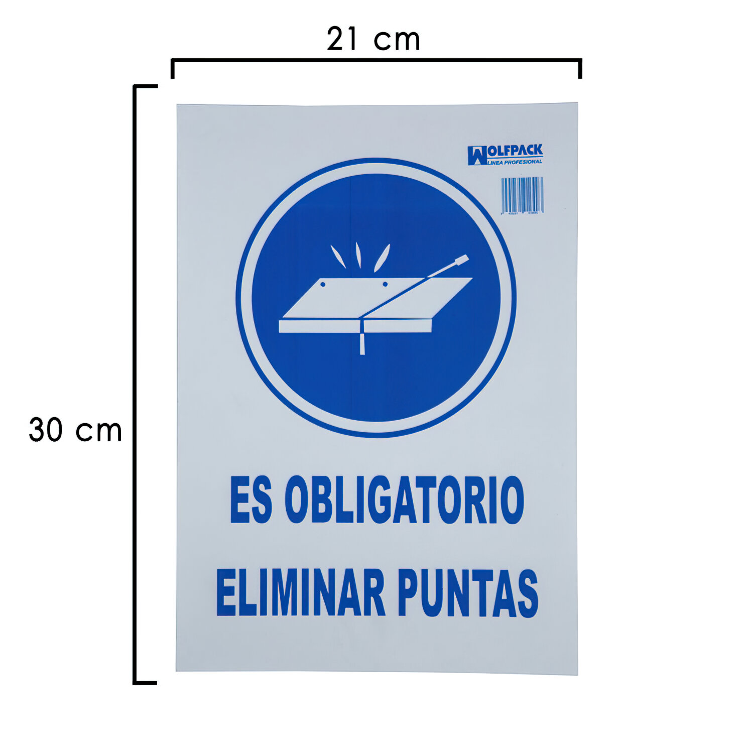 Cartel Obligatorio Eliminar Puntas 30x21 cm.