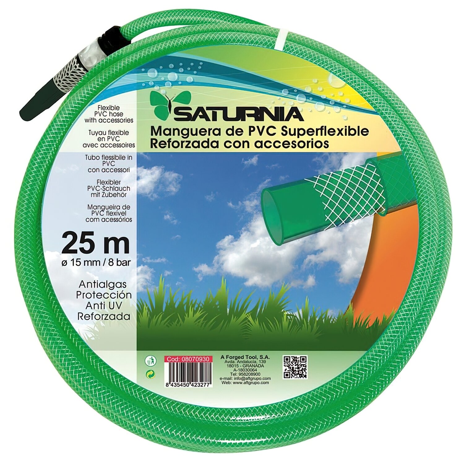 Manguera Latflex Reforzado 15 mm. -  5/8" Rollo 25 Metros Con Accesorios