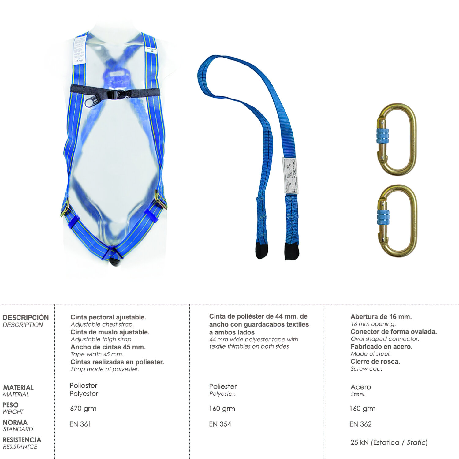 Arnes Anticaidas Kit Seguridad N� 1 (4 piezas) EN361