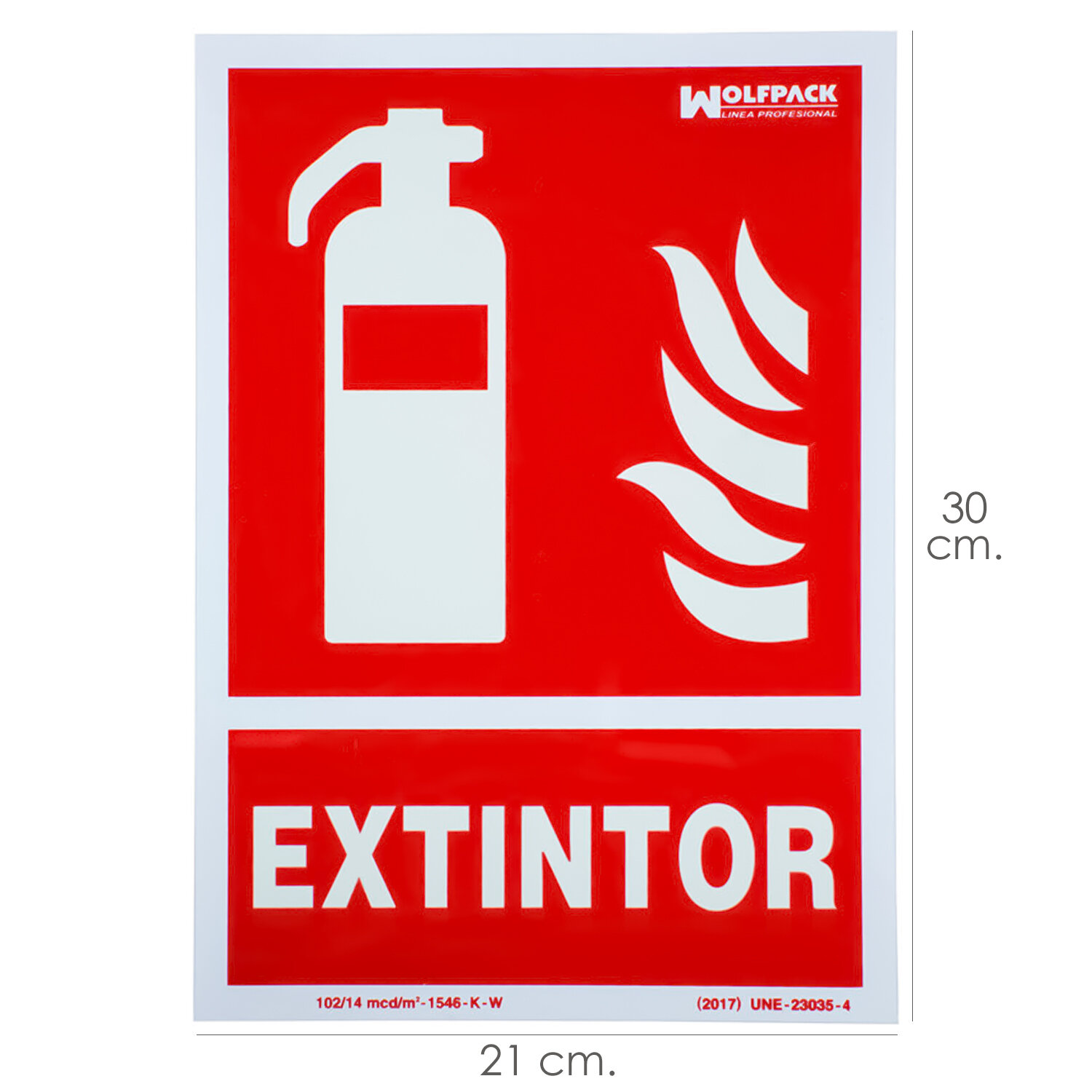Cartel Fluorescente Extintor 30x21 cm.