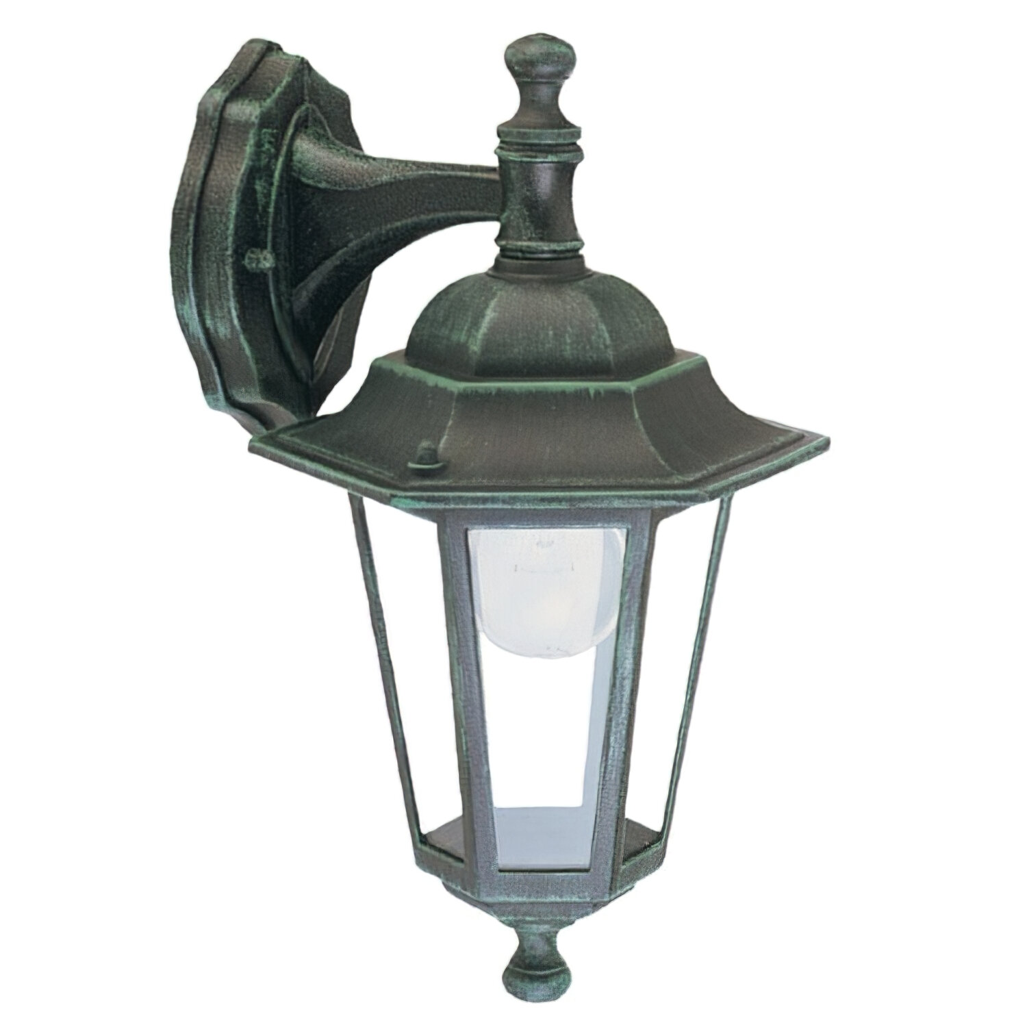 Farol Jard�n Hexagonal Verde Soporte Alto