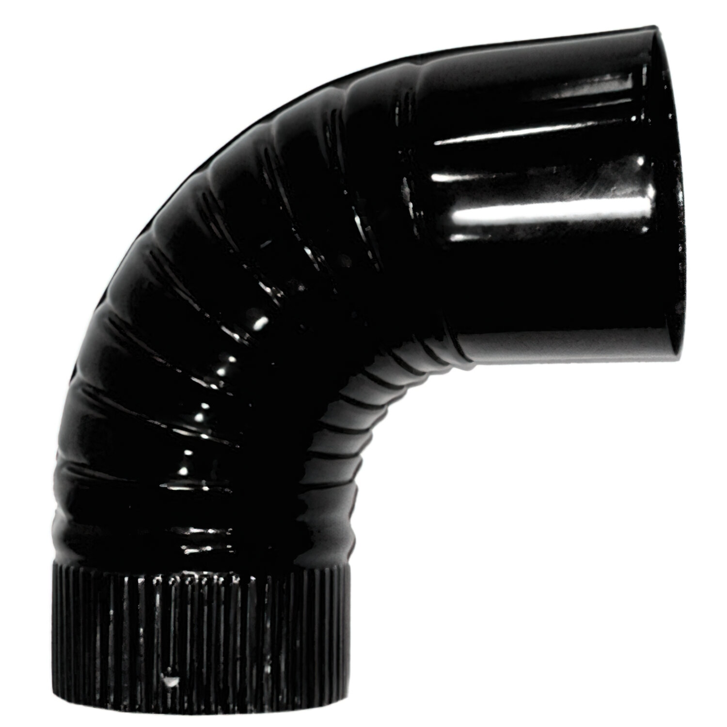 Codo Estufa Color Negro Vitrificado de 130 mm. 90�.