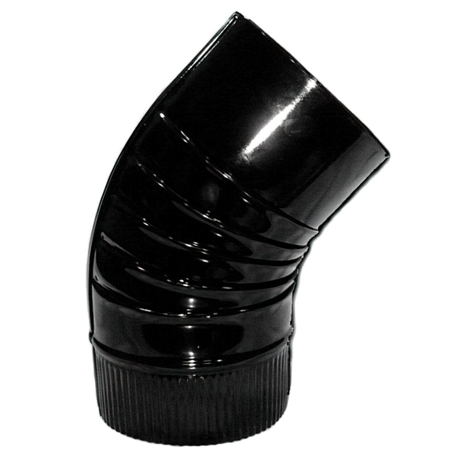 Codo Estufa Color Negro Vitrificado de  150 mm. 45�.