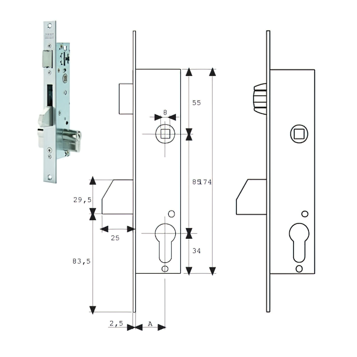 Cerradura Tesa 2216/20/3ai