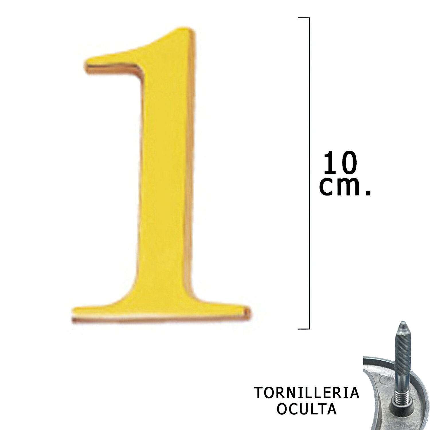 Numero Lat�n "1" 10 cm. con Tornilleria Oculta (Blister 1 Pieza)