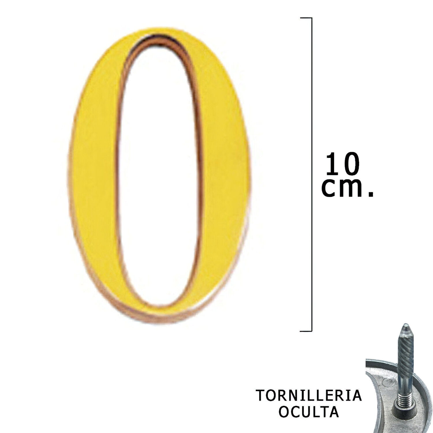 Numero Lat�n "0" 10 cm. con Tornilleria Oculta (Blister 1 Pieza)