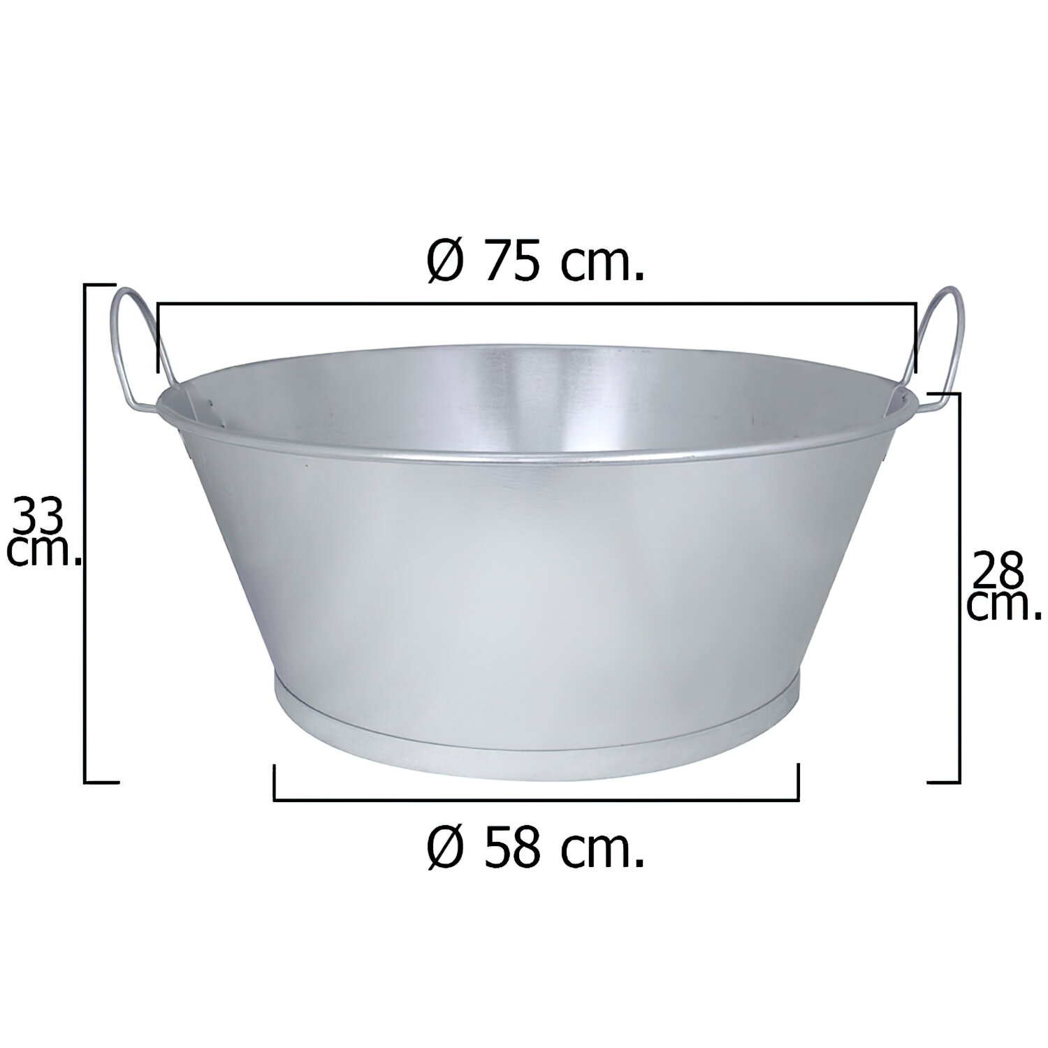 Barre�o Galvanizado Ba�o  30"  75x28 cm. 70 Litros