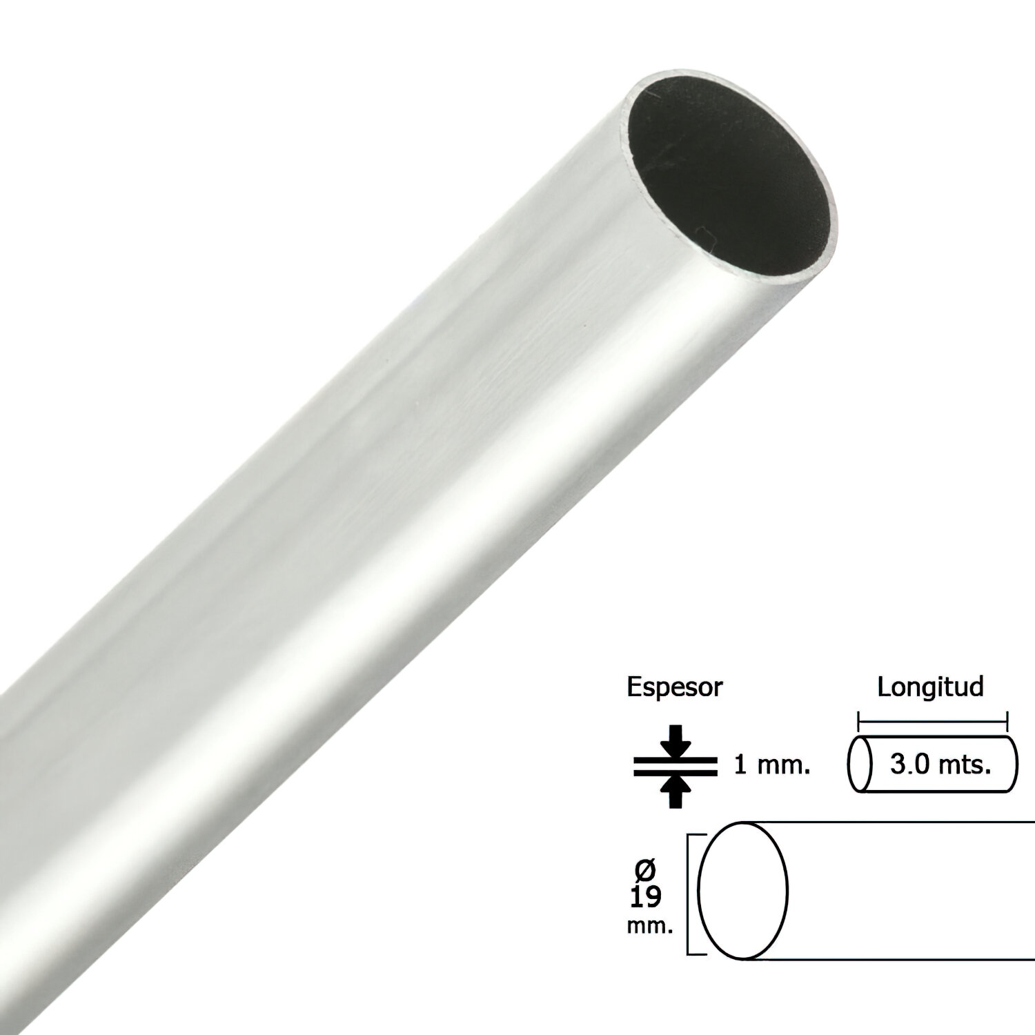 Barra Armario Cromado Redondo 19 mm. � (Barra 3,0 metros)