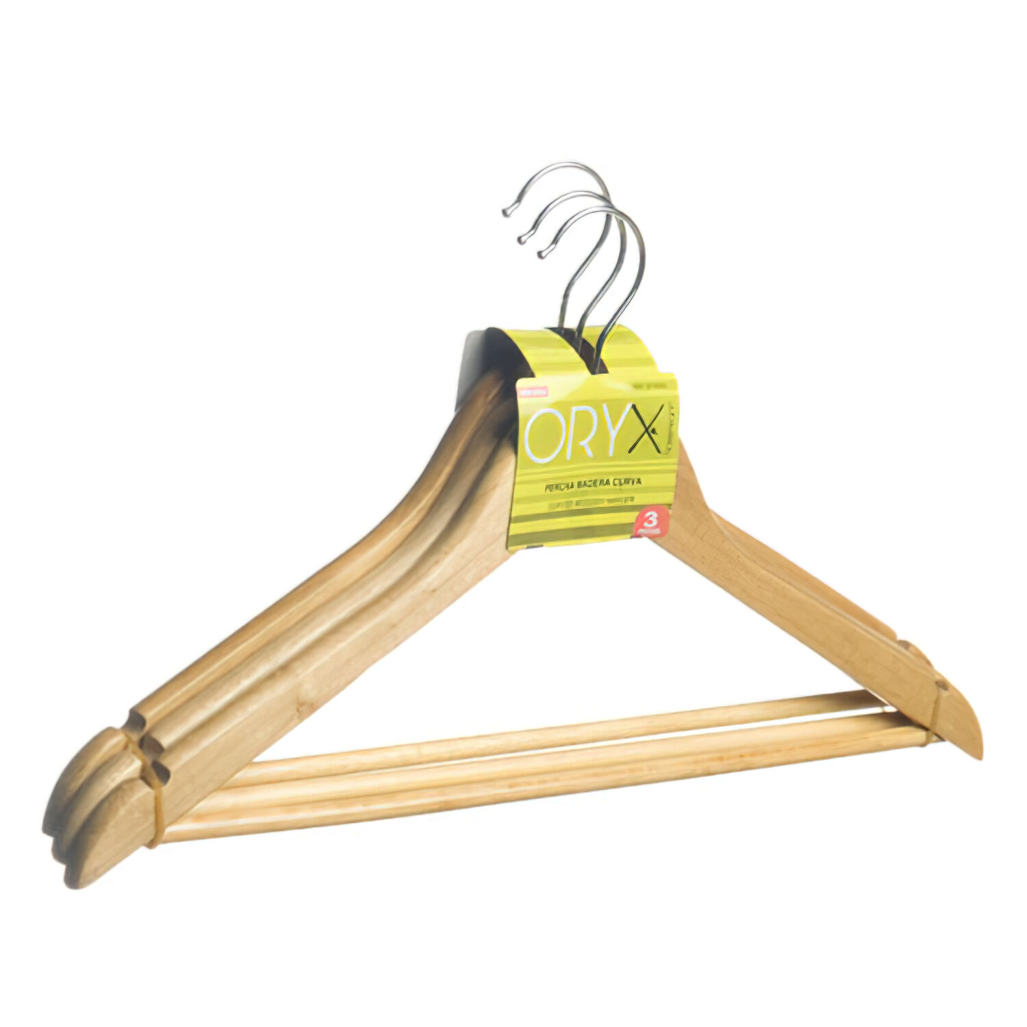 Percha Oryx Madera Curva 450 mm. (Pack 3 Piezas)