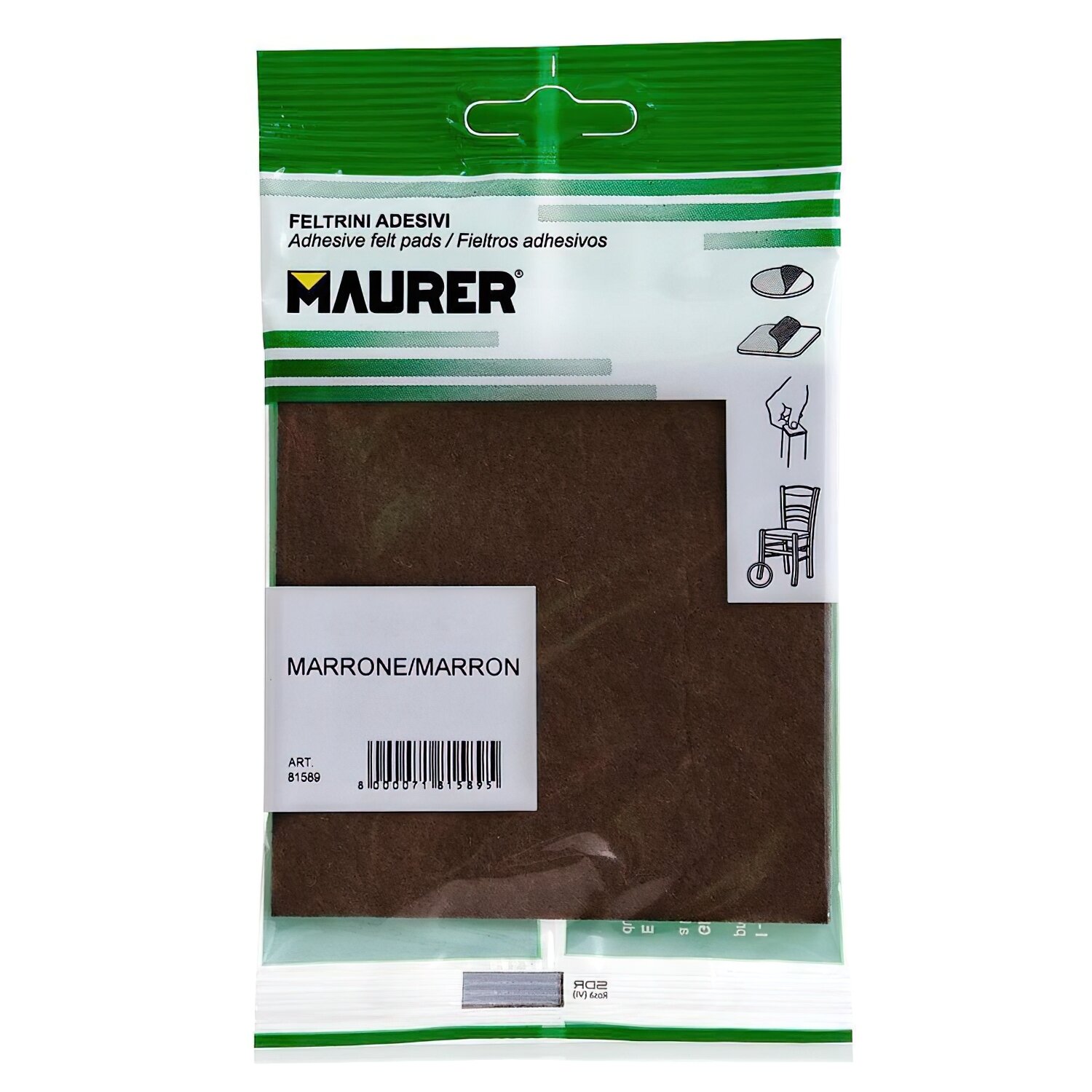 Fieltro Adhesivo 100 x 100 mm. (Blister 1 Pieza) Marr�n